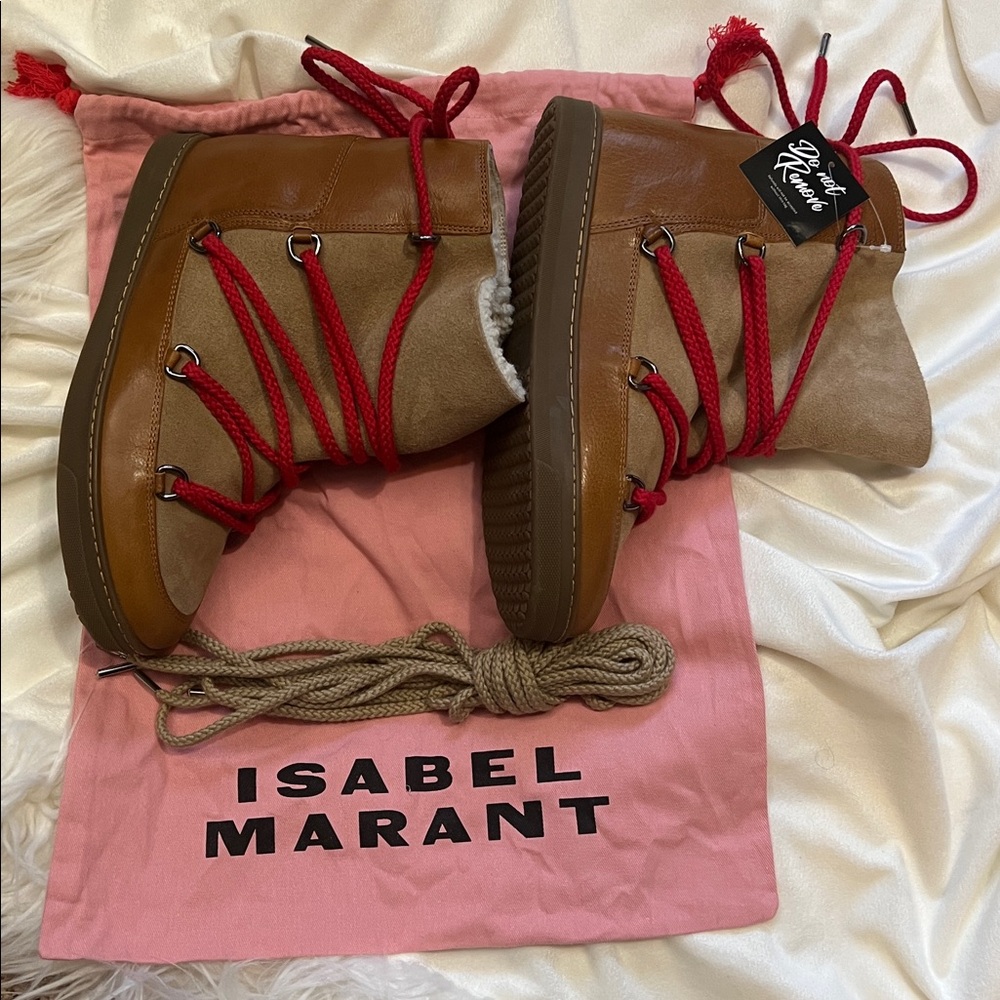 Isabel Marant Nowles Suede & Leather Snow Boot, Brown Size 41 New With Tags - Picture 6 of 12